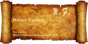 Mohos Ferenc névjegykártya